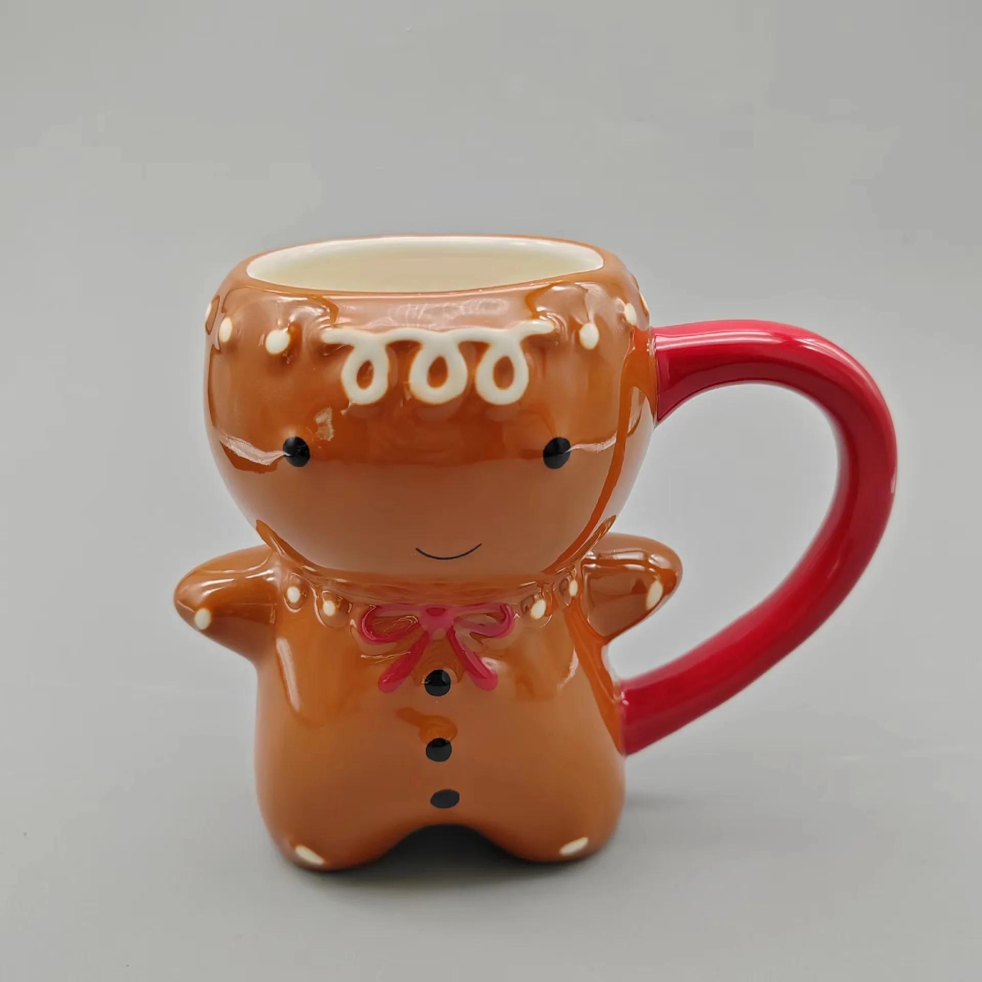 300ml Christmas Gingerbread Man Mug Ceramic Mug Biscuit Mug Drinkware Gifts 300ml темно-коричневого
