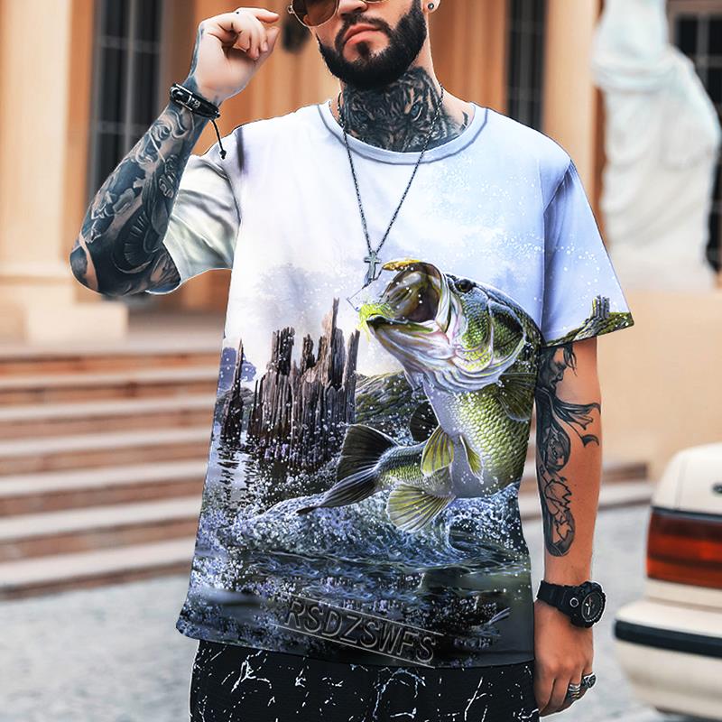 Outdoor Fishing 3D Printed Men's Jacket Fishing Essential Outdoor Casual Short Sleeve Extra Large