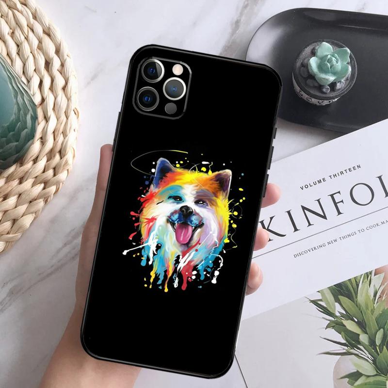 Animal Cute Dog Akita Phone Case For iPhone 16 Pro 11 12 13 14 15 Pro Max Mini XS X XR 7 8 16 Plus Cover Coque