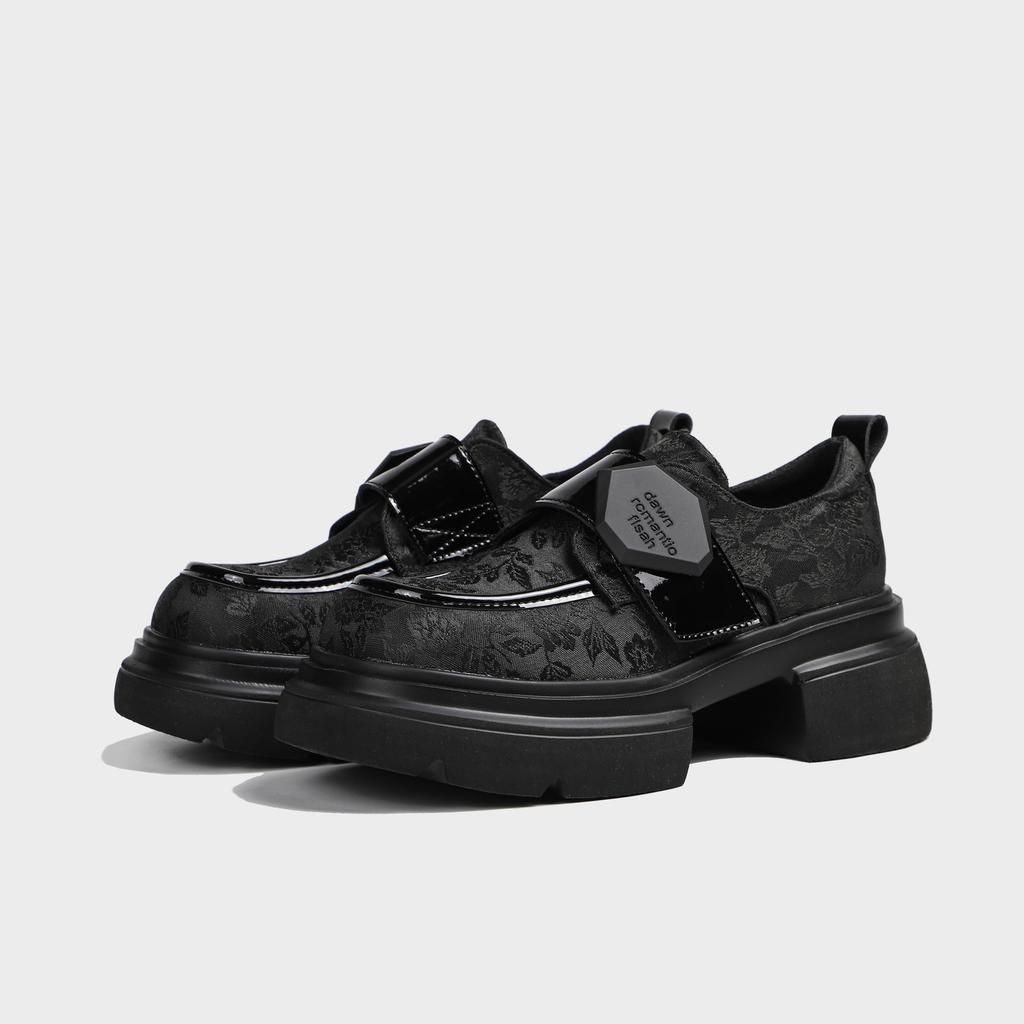National Style Small Leather Shoes Thick Heel New Chinese Embroidered Loafers Platform Shoes Women's Single Shoes Women's 2025 Spring Women's Shoe