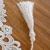 Table Runner Decorative Tulle Tablecloth with Tassel Banner Handcrafted Elegant Lace Strip Cloth for Dining Table Coffee Table TV Cabinet