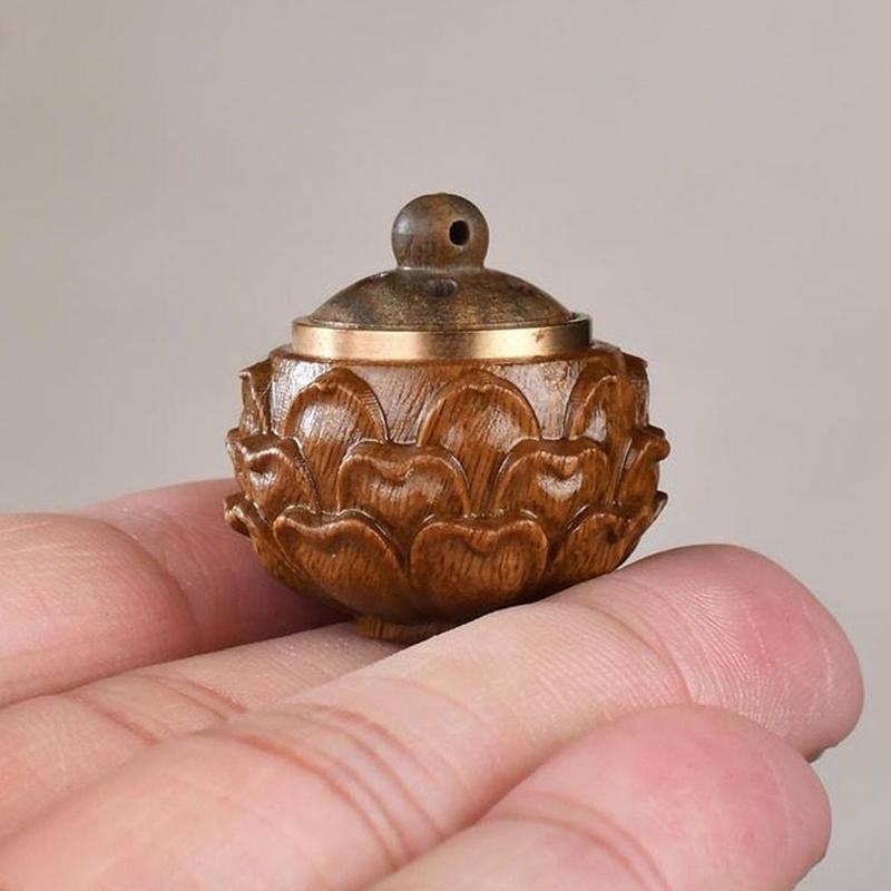 1Pc Hollow Box Pendant Accessories Portable Mini Lotus Sandalwood Sachet Medicine Pill Case Rescue Storage