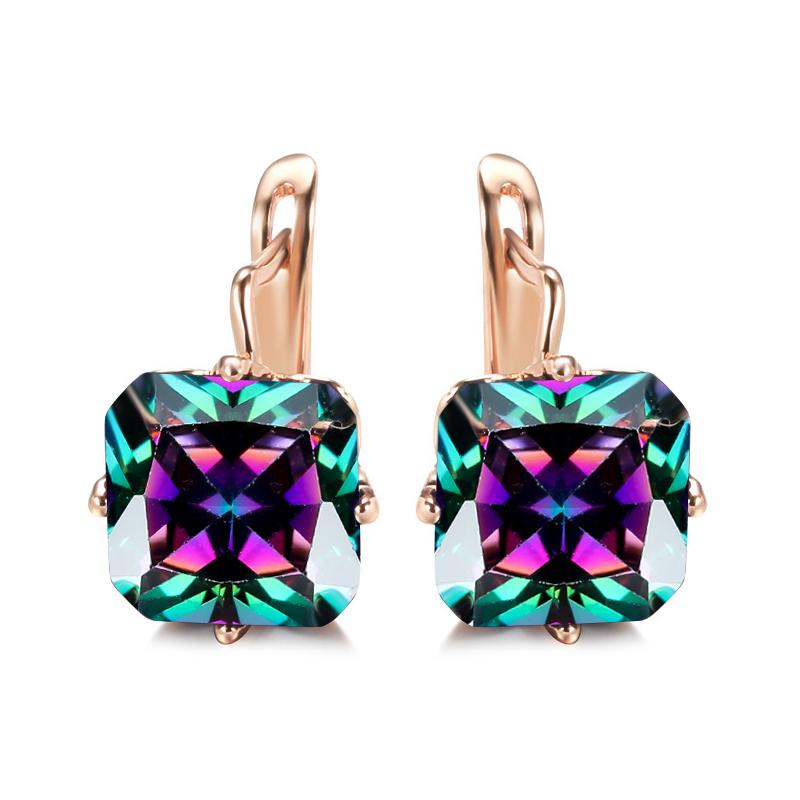 

1 пара больших квадратных серег с синим цирконием для женщин, свадебные серьги золотого цвета с этническим узором, изысканные ювелирные изделия фиолетовый