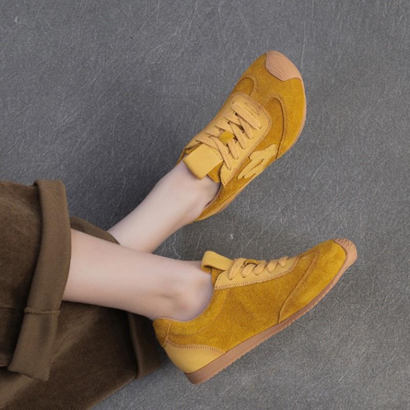 Johnature Genuine Leather Sneakers Casual Sports Shoes Soft Soled Comfortable Retro Women's Flat Shoes