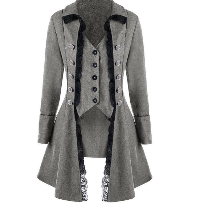 Manecă lungă pentru femei, cu mânecă lungă, cu trei piepți, de la mijlocul secolului, retro gotic victorian, frac de pirat