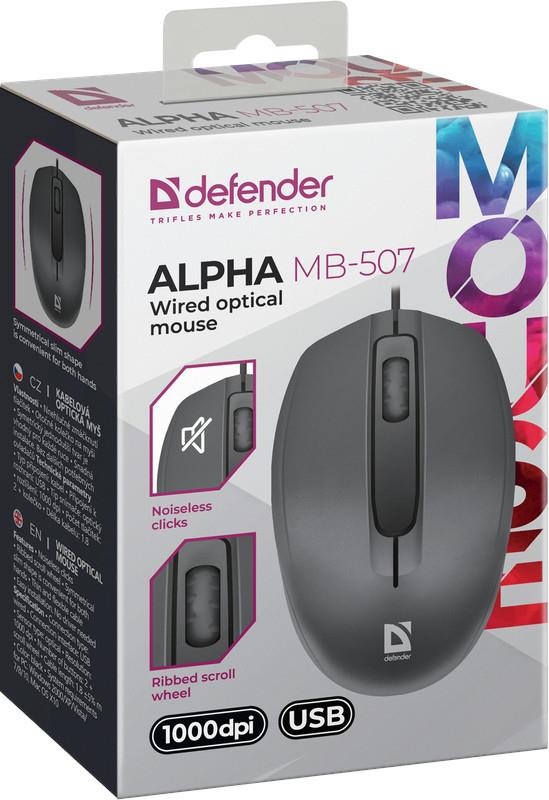 Wired Mouse Defender ALPHA MB-507 1000dpi Clickless Silent