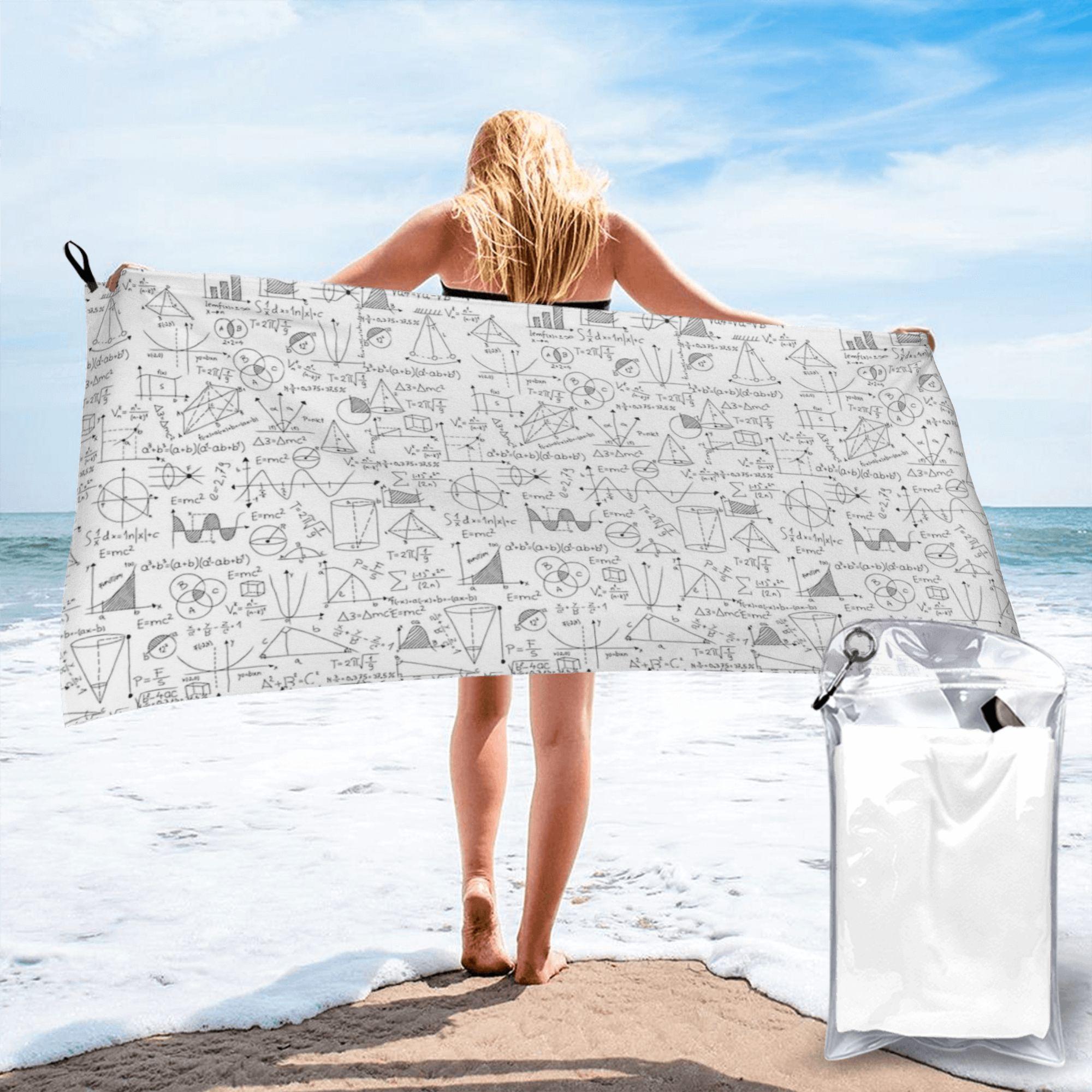 

Mathematics Formulas Math Numbers Beach Towel Soft Microfiber Quick Dry Absorbent Quick Towels For Pool W40*H60(CM)