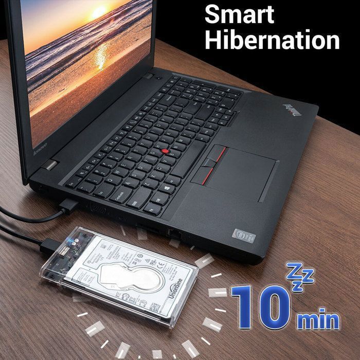 2,5" Gehäuse - UNIONSINE - 2,5" USB 3.0 - Transparent Full HD - UASP & ZIERLEISTE - Stecker & abspielen (Win/Mac/Linux/Android)