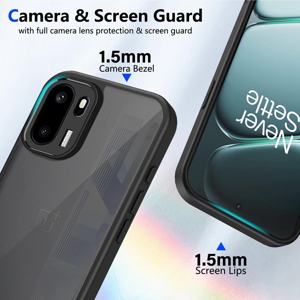 KEYSION Matte Translucent Black Phone Case for OnePlus 15R 15 5G Silicone+PC Clear Shockproof Back Cover for OnePlus Ace 6 6T