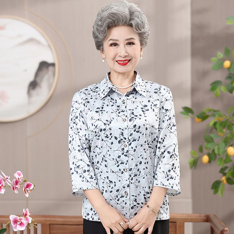 

Women s Summer Silk Shirt - Mid & Elderly, 3/4 Sleeve, Mulberry Silk 4XL (Recommended 135-150 lbs)