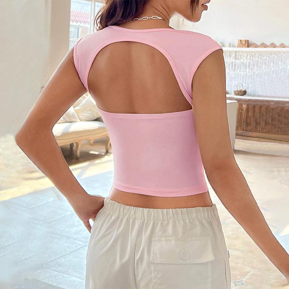 Women's Sexy Hottie Design Ruched Front Backless Slimming Tank Top