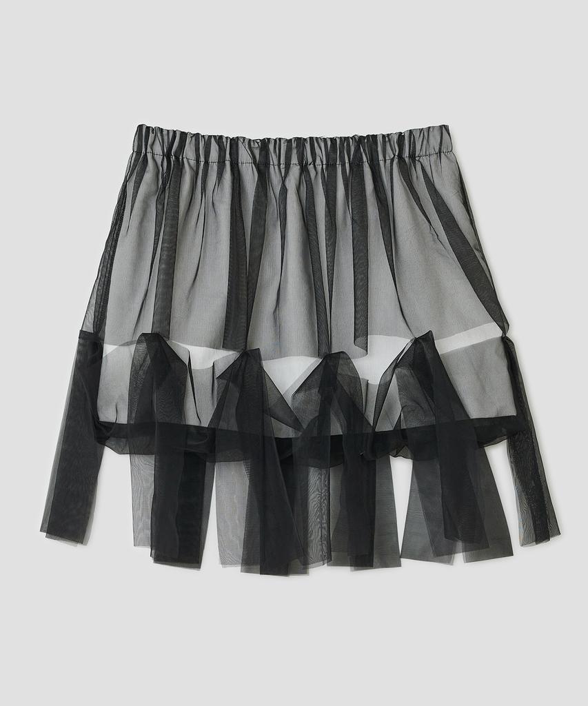 Taibseobiseu Mesh Layered Puff Skirt [Black]