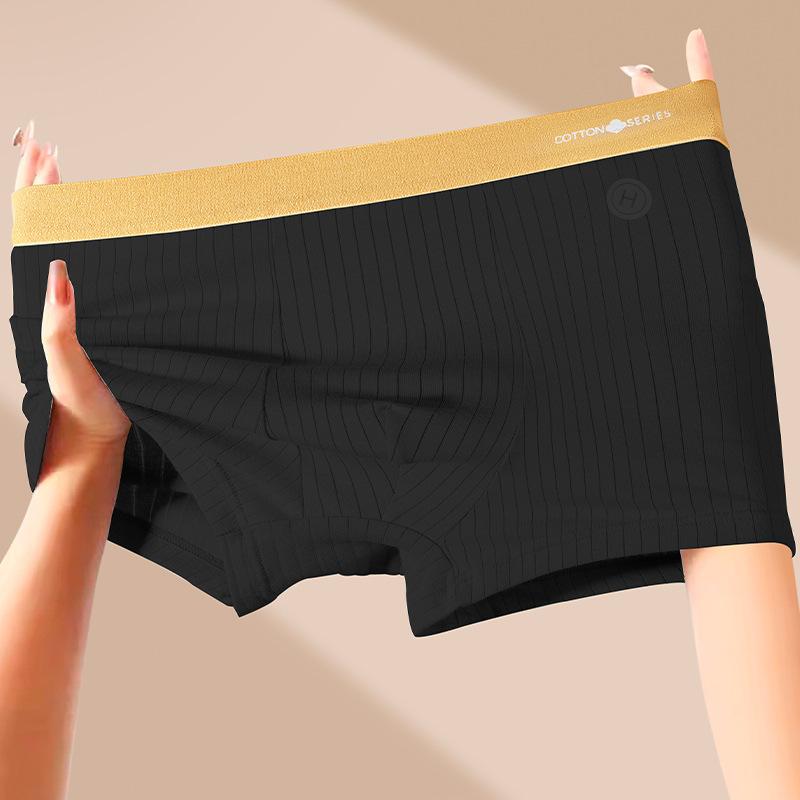 Men s Spring and Summer Fashion New Trend Breathable Flat Angle Underwear L чёрный