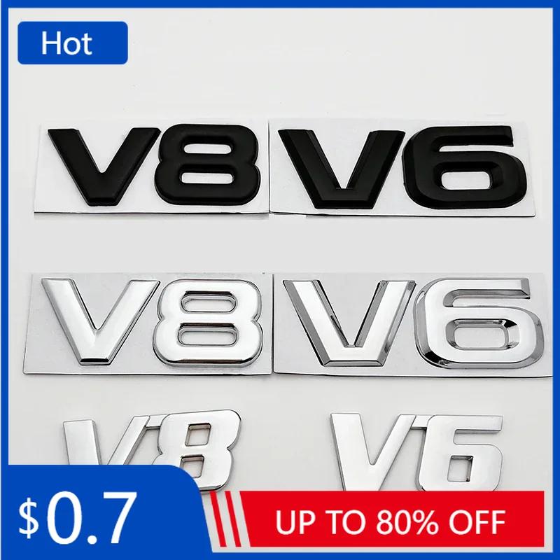 TSDI2 Hot 2025 3D Metal V6 V8 Logo Car Engine Display Emblem Badge Decals Decorative Stickers For Toyota BMW Benz Honda Mazda Auto Acc