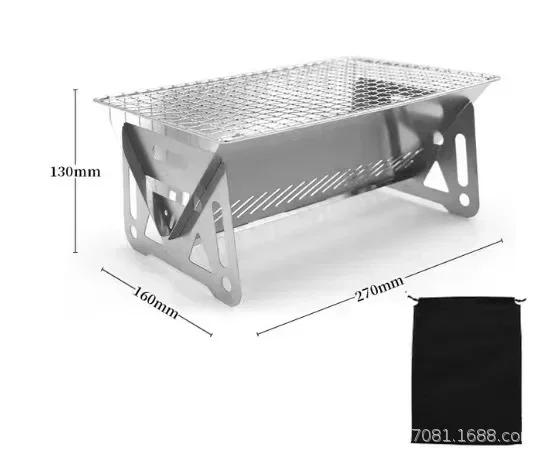 Folding Portable Barbecue Charcoal Grill Barbecue Desk Tabletop Outdoor Stainless Steel Smoker BBQ for Outdoor Cooking Camping