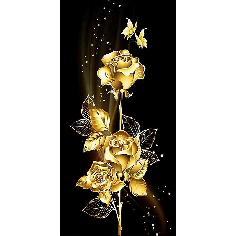 5D Diamond Embroidery Gold Flowers Cross Stitch Diy Diamond Painting Mosaic Landscape Rhinestones Home Decor Handmade