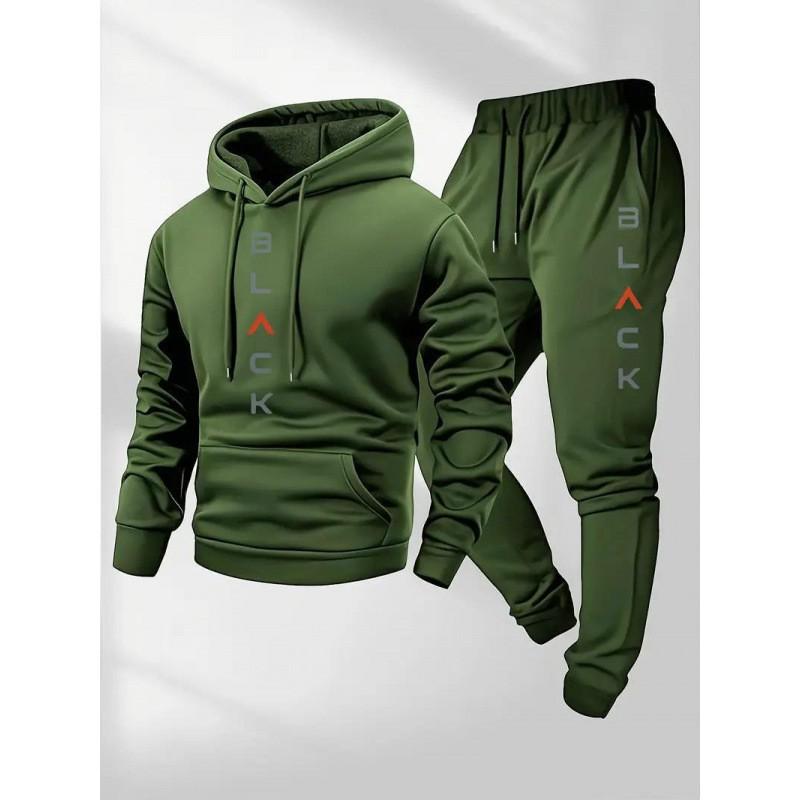 Herren Übergröße Lässiges Sportswear Set Kapuzenpullover Langarm Oberteil Lang Hosen Herbst Übergröße Amerikanischer Stil