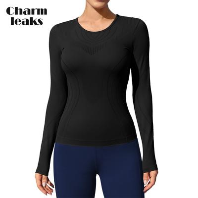 Seamless Workout Shirts for Women Long Sleeve Compression Shirts Slim Fit Athletic Yoga Tops