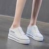 Fashion 8CM Canvas Shoes Women Chunky Sneakers Comfortable Hidden Heels Hollow Platform Wedge Breathable Slippers Summer Shoes