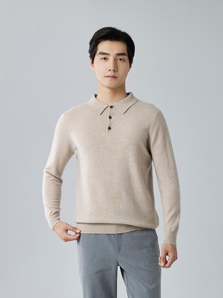 New cashmere sweater polo neck loose sweater lapel neck wool sweater knitted sweater