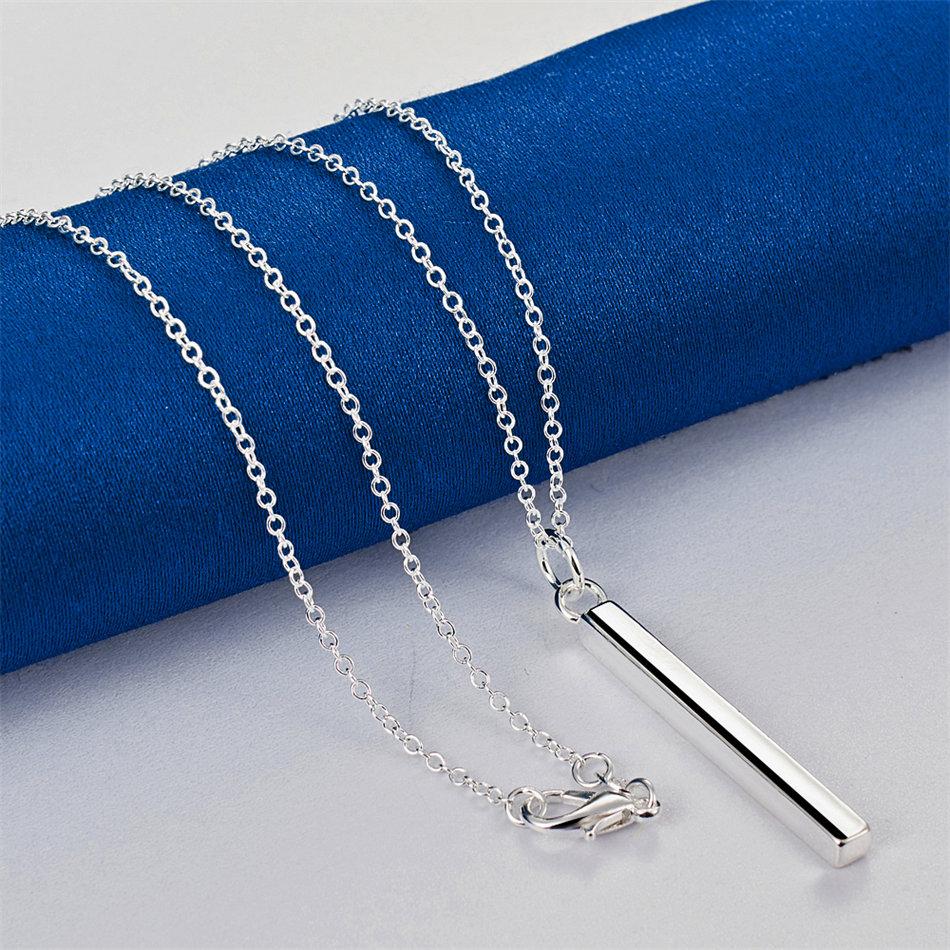 925 Sterling Silver 16-30 Inch Exquisite Long Cylindrical Pendant Necklace for Women's Fashion Wedding Accessories Jewelry