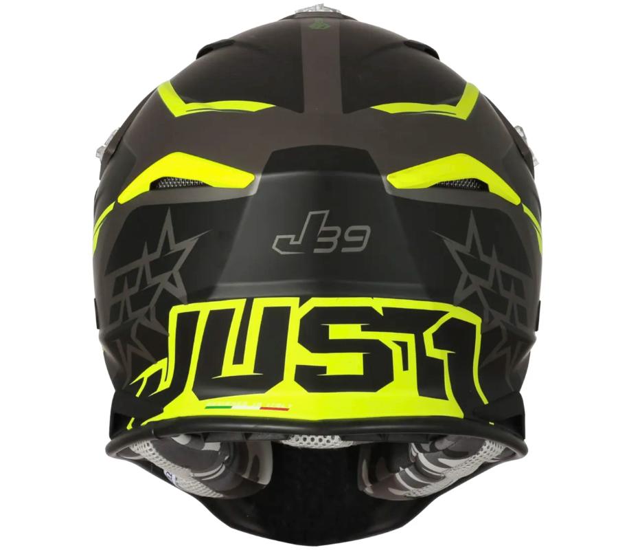 Kask Just1 J39 Gwiazdy Czarne Fluo Żółte Tytan Matowy Xl