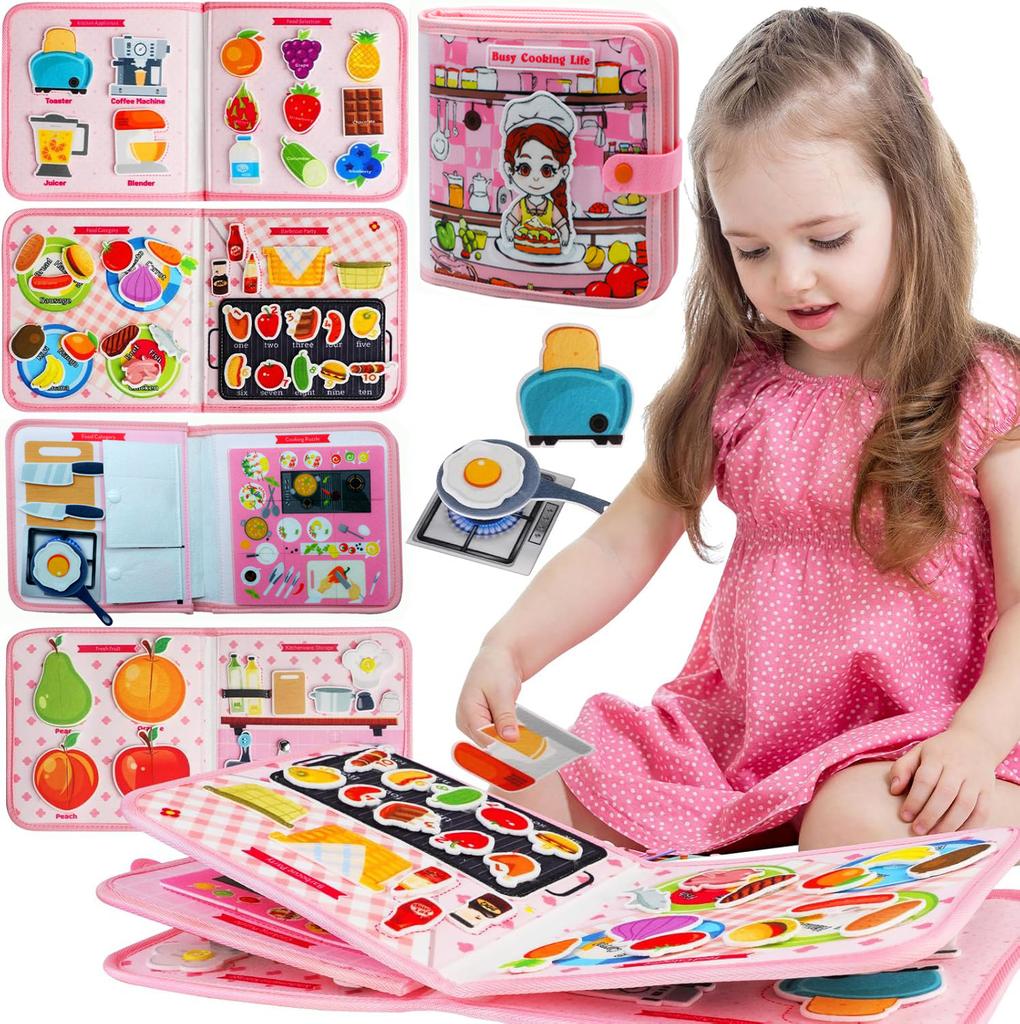 Toys Educational Toys Toddler Busy Board Montessori Busy Book Learning Sensory for Motor Skills Preschool Travel Activitiy Girls