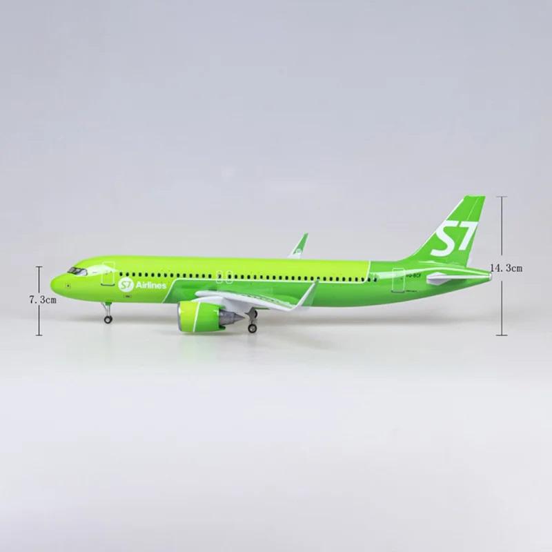 1/80 Airplane A320NEO A320 NEO Siberia S7 Airlines Model 47CM Light & Wheel Landing Gear Diecast Resin Plane Model Office Decor