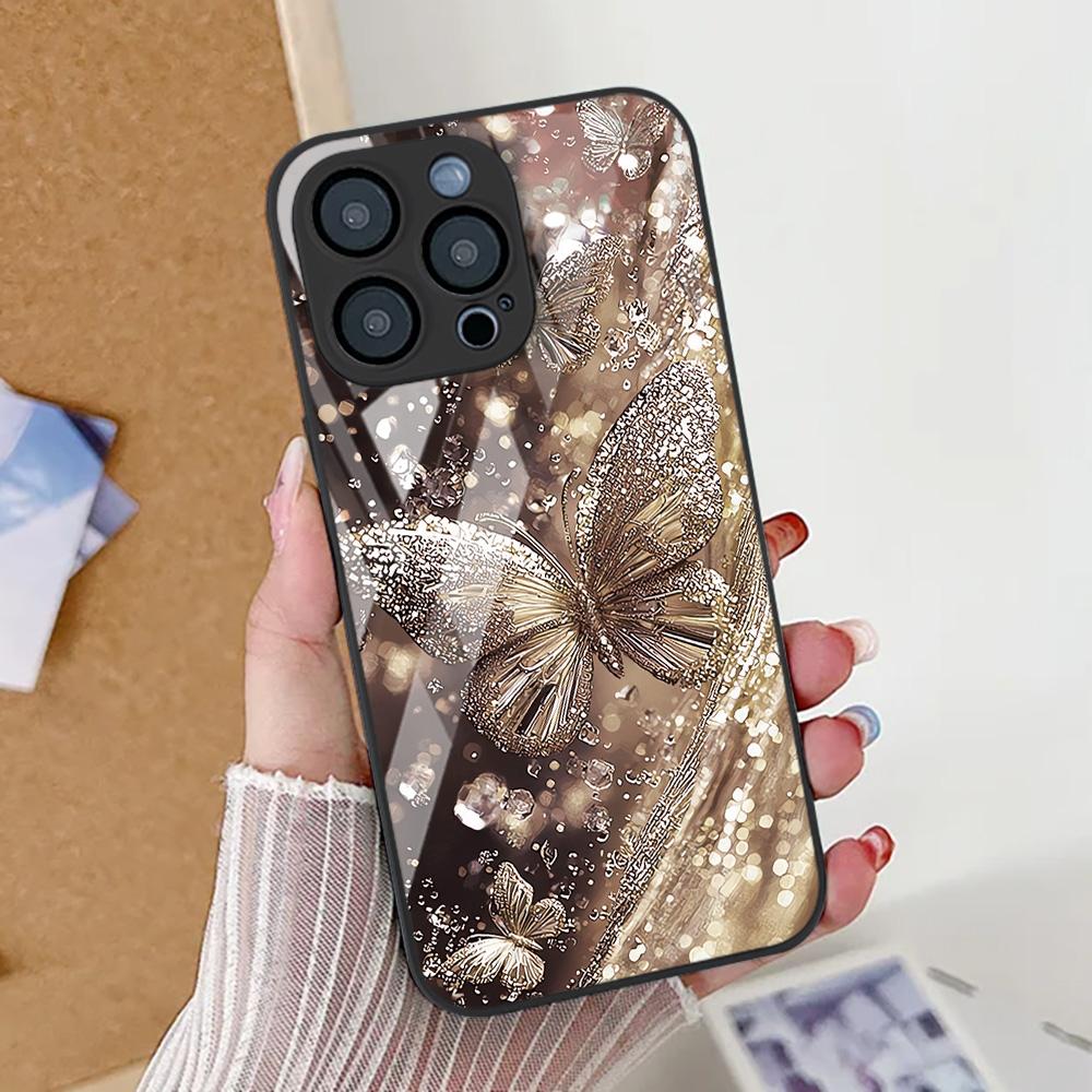 Butterfly Phone Case For iPhone 13 11 16 14 15 12 17 Pro Max 17 Air 16E XR 7 8 Plus SE 2020 2022 Shockproof Tempered Glass Cover