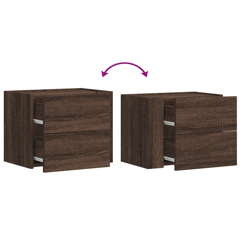 Wall Mounted Nightstand Brown Oak Effect 45 x 30 x 35 cm