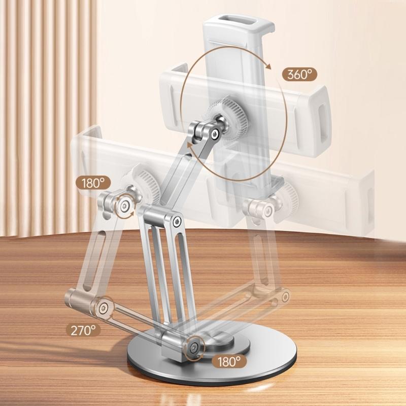 Adjustable Tablet Stand with 360 Degree Rotatable Base Foldable Tablet Holder for Mobile Phone Desk Ergonomic Notebook