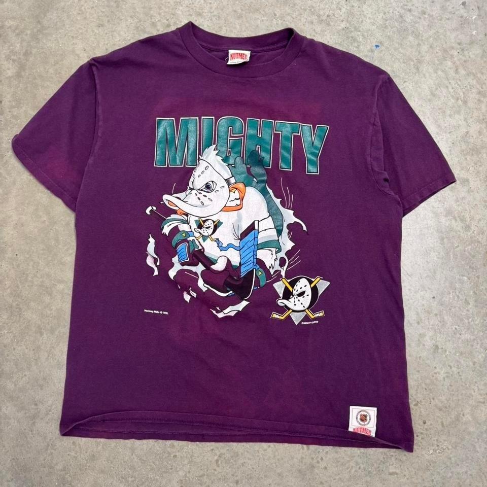 Vintage 90s Anaheim Mighty Ducks Nutmeg Breakthrough Purple Mens XL Unisex T-Shirt L