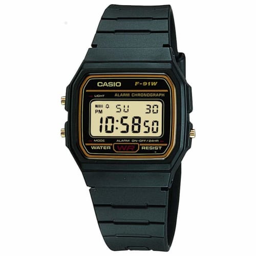 

Casio Men s LCD Digital Watch with Black Resin Band, F-91WG-9QEF