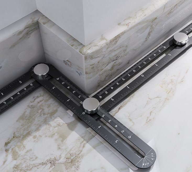 Foldable Square, 12-Angle Ruler, Multi-Angle Measuring Tool, 360-Degree Adjustable, Aluminum, Compact, DIY