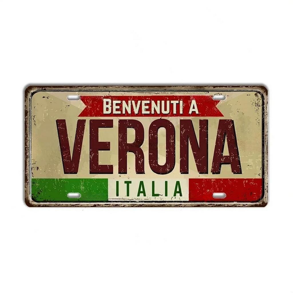 Mfoever Tin Italy License Plates for Wall Art Decoration Metal Tin Signs Vintage Tags Metal Automotive Signs For Cafe Bar Club Garage Pubs