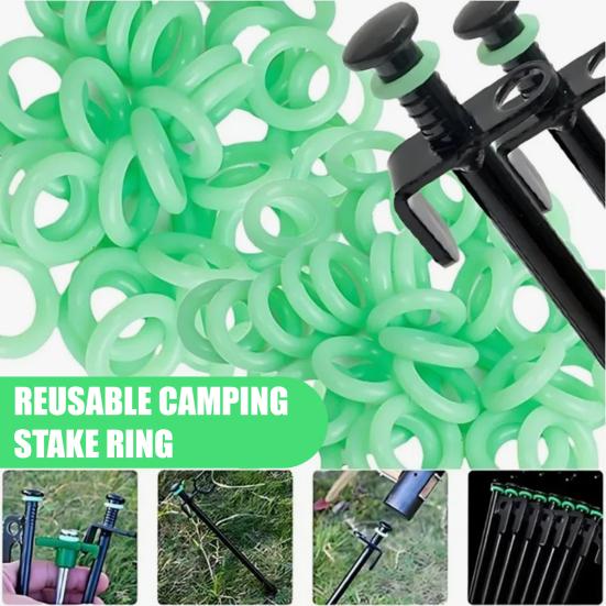20 Stück Zeltpflöcke Ringe 15MM Leuchtend im Dunkeln Silikon Bodenpflock Kreis Fluoreszierend Zeltpflock Schlaufe Outdoor Camping Zeltnagel Zubehör