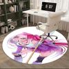 Pink Hair Girl,Fantasy Weapon Chair Mat Round Rug Office Carpet, Machine Washable, Non Slip, Suitable for Living Rooms, Bedrooms