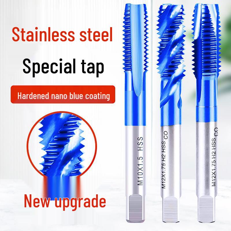 

KT Blue Nano Cobalt Machine Spiral Tap Drill Bit for Stainless Steel (M3-M8) M3*0.5 Cobalt Tip Stainless