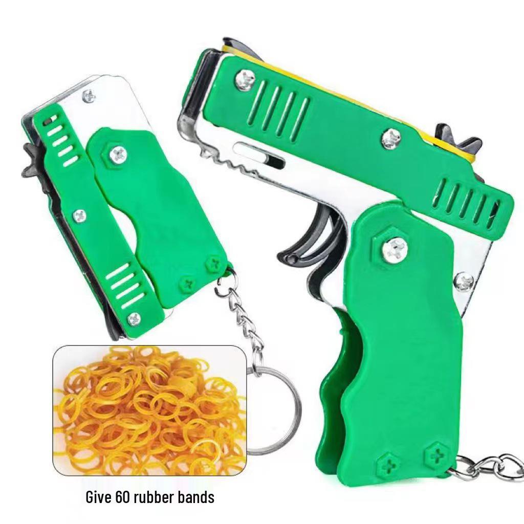 Children s Folding Rubber Band Handgun Keychain Toy