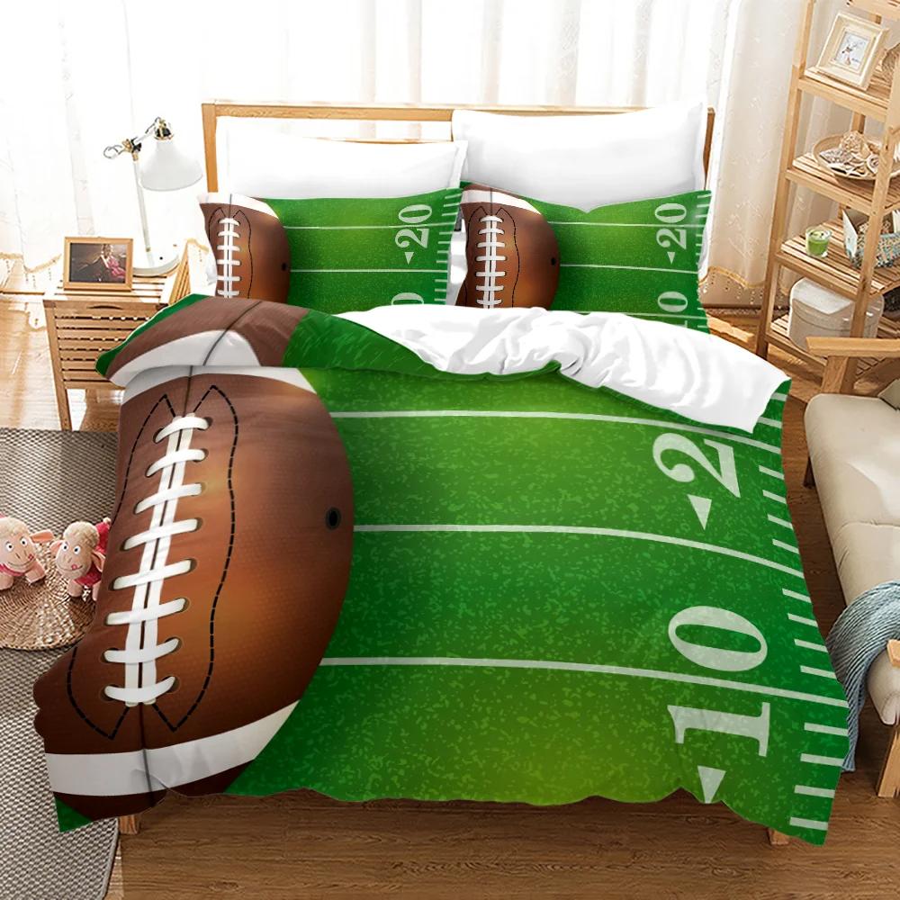 Rugby Duvet Cover Set With Pillowcase Ball Sport Comforter Bedding Set Quilt Cover American Football Queen King Size For Boys