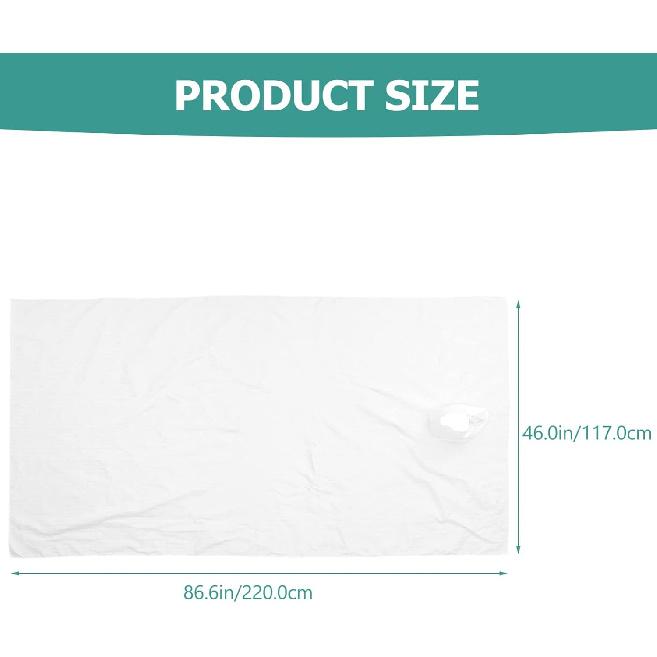 White Bedspread Massage Table Cover Sheet SPA with Face Breath Hole for SPA Tattoo Massage Table Hotels White 220x117cm. White Fitted Sheet
