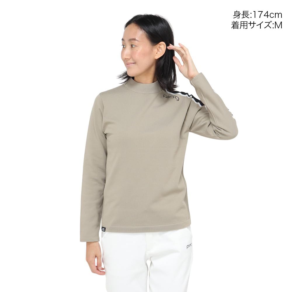 Long Sleeve High Neck Knit Golf S [Pin Apparel] Women's (Side Line) / / 622-4275902 040_Beige