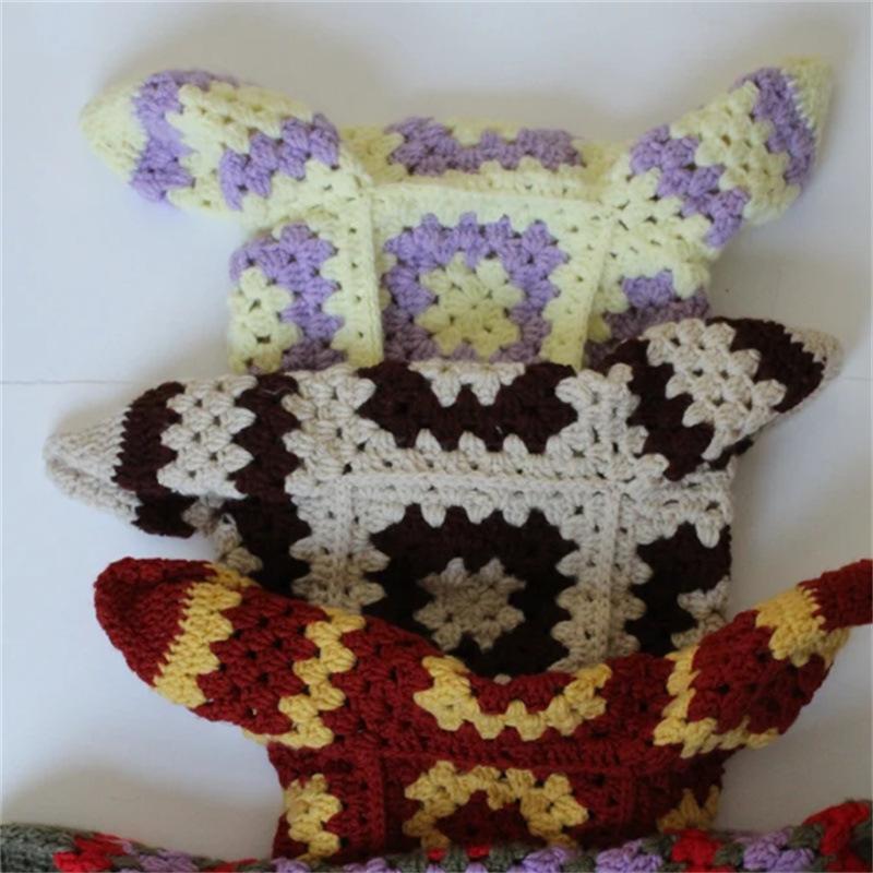 New Style Handmade Crocheted Checkerboard Mixed Color Fisherman Hat, Fashionable and Personalized Adult Hat