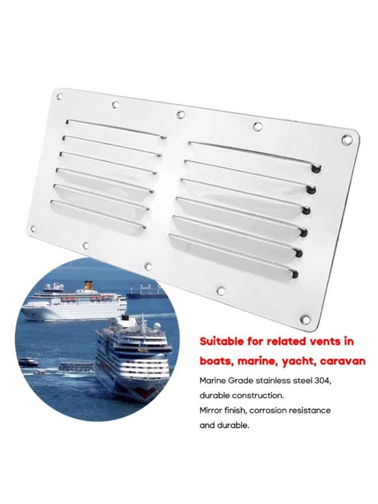 Air Venting Panel 304 Stainless Steel Rectangular Louvered Vent Grille for Marine Yacht-RV Caravan Ventilation 231x115mm