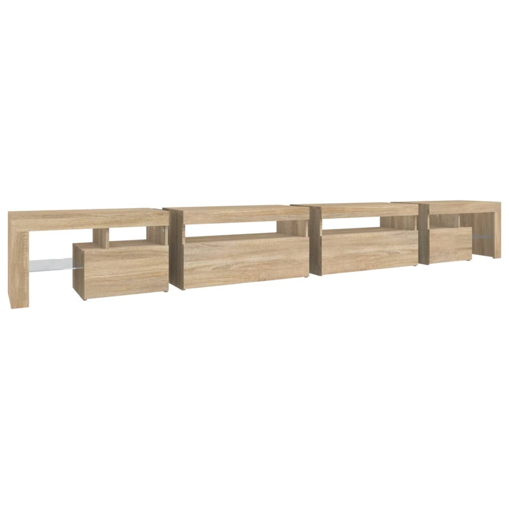 Vidaxl Szafka Pod Tv Z Oświetleniem Led, Dąb Sonoma, 290X36,5X40 Cm