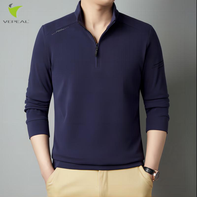 

Vepeal Men s Stand Collar Pullover Long Sleeve Shirt VWY-055 3XL