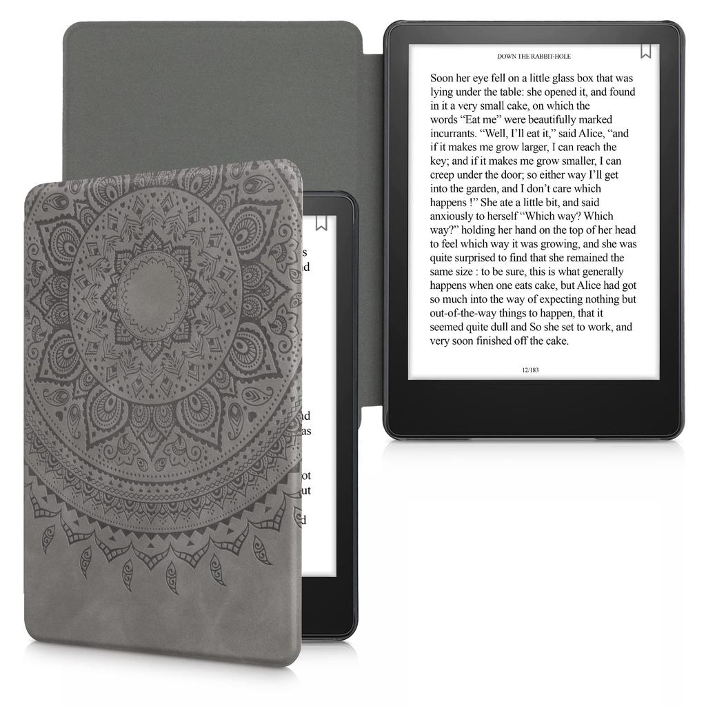 Kwmobile Case for Amazon Kindle Paperwhite Generation 2021 Nubuck Leather Sleeve with Indian Sun Design 11. - E-Book