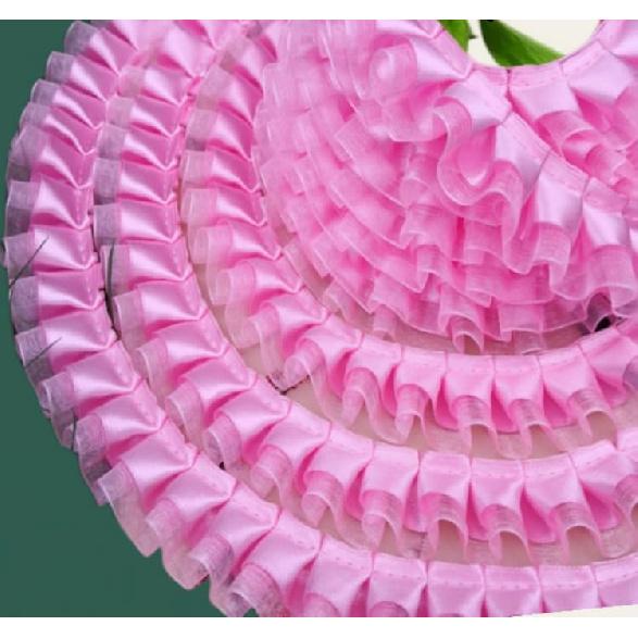 YYCRAFT Pack of 5y Two Tone Satin Organza Lace Edge Trim 1.5" Wedding Ribbon Sewing (Royal)