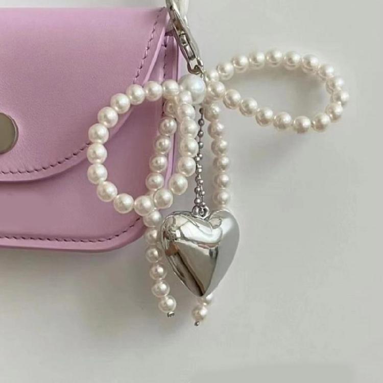 Beaded Bowknot Heart Phone Charm Stylish Keyring Backpacks Pendant Bag Jewelry