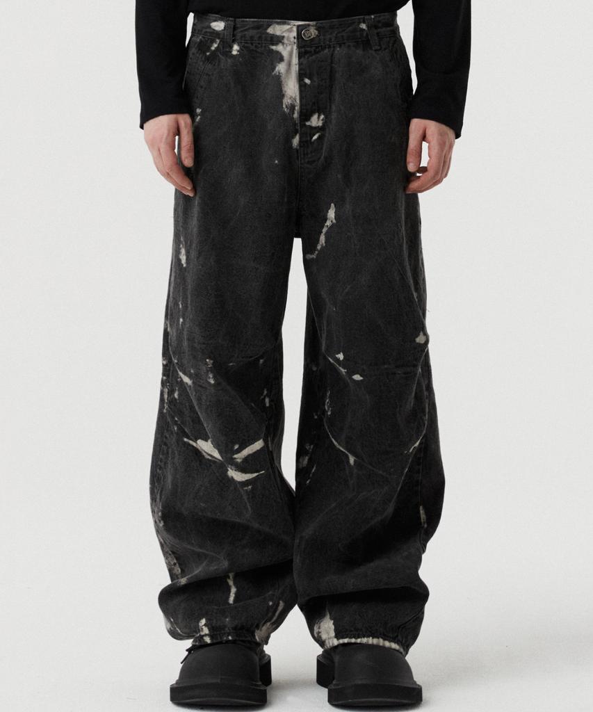 DNSR Parachute Hand-Dyed Denim Pants Black